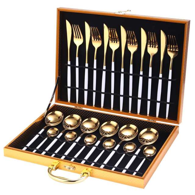 24Pcs 24-Piece Gold Flatware Set