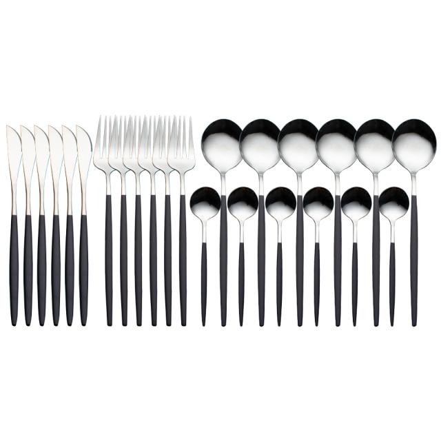 24Pcs 24-Piece Gold Flatware Set