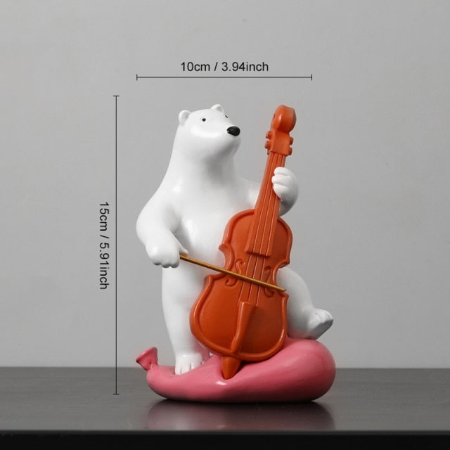 Musician Polar Bear Figurine