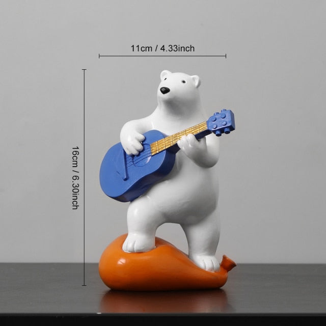 Musician Polar Bear Figurine