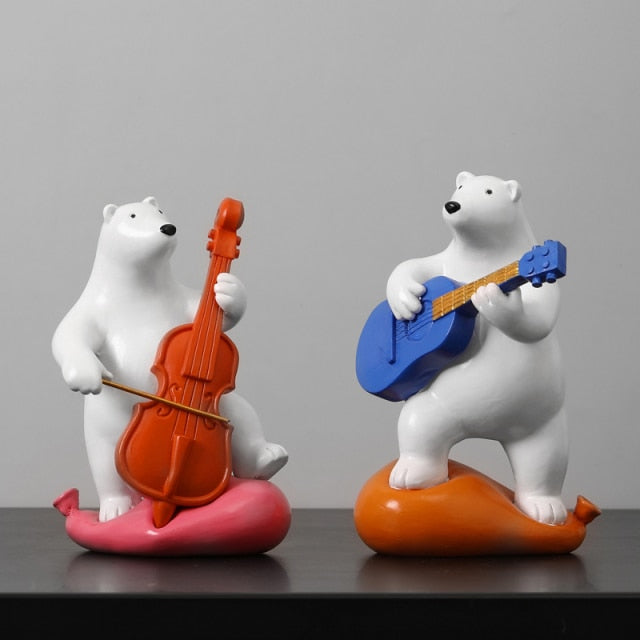 Musician Polar Bear Figurine