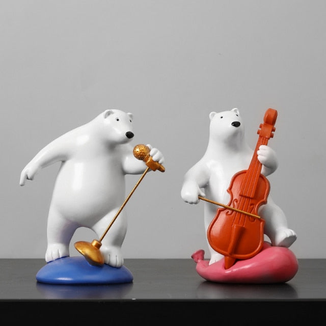 Musician Polar Bear Figurine