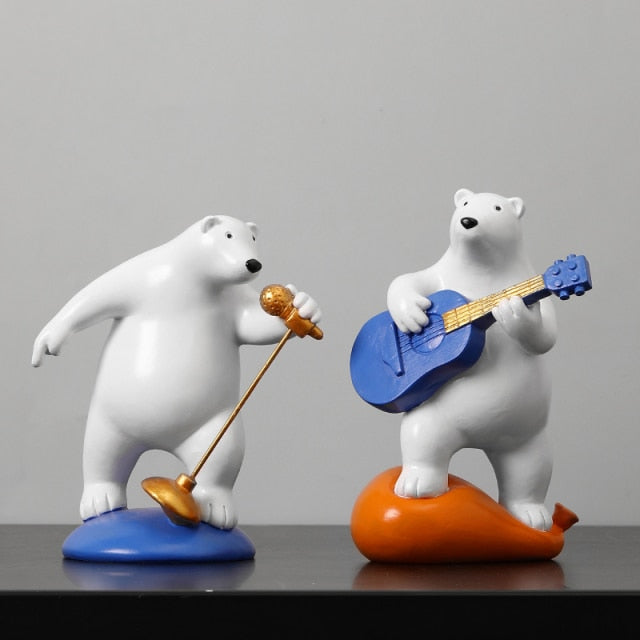 Musician Polar Bear Figurine