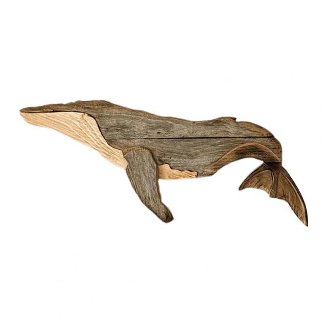 Whale-Shaped Wooden Wall Art