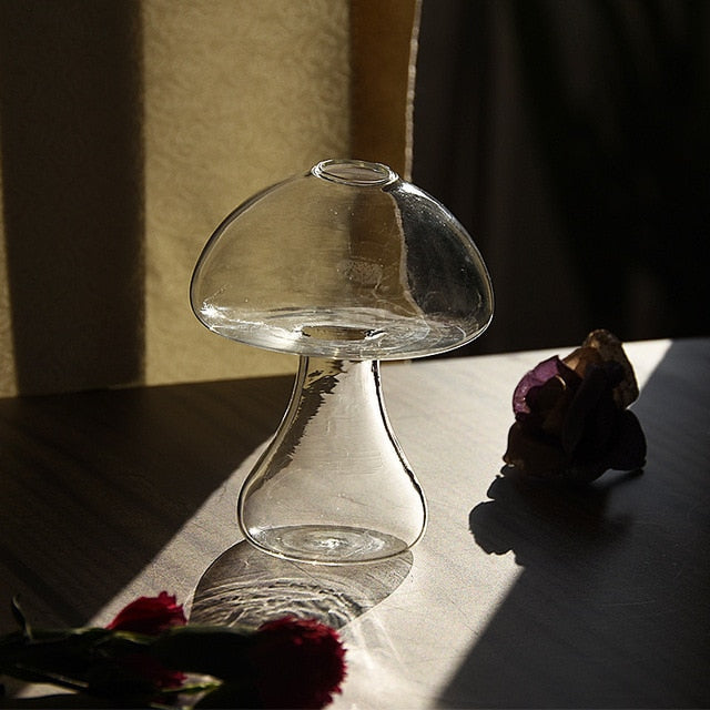 Mushroom Glass Flower Vase Decor