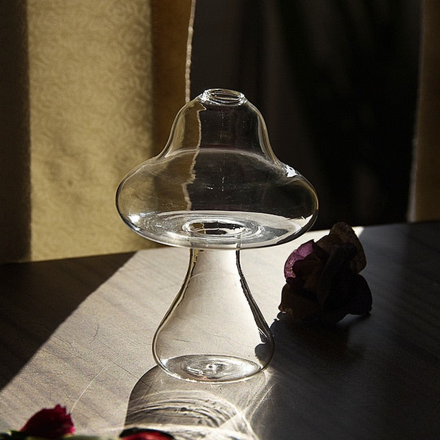 Mushroom Glass Flower Vase Decor