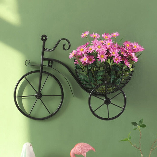 Bicycle Flower Basket Wall Hanging