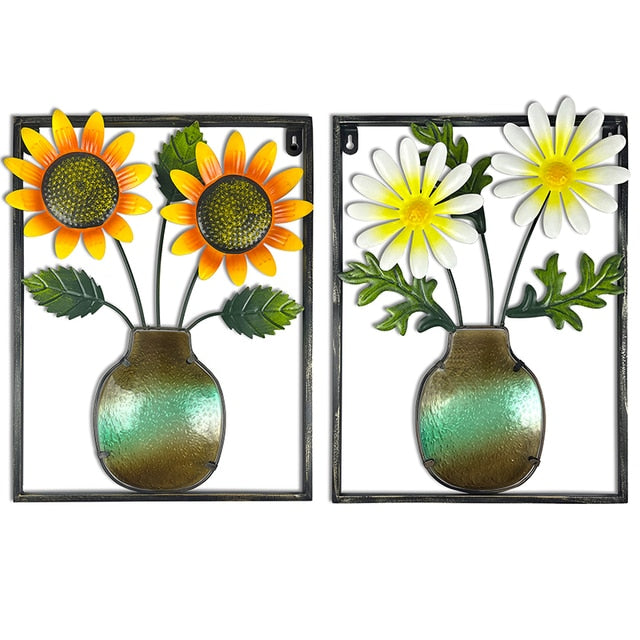 Two Metal Flowers Wall Decor