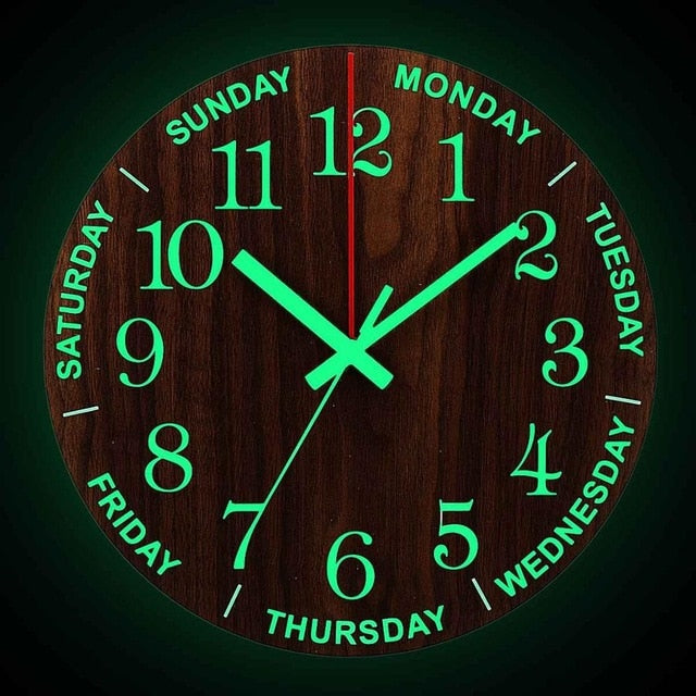 Wooden Luminous Wall Clock Decor