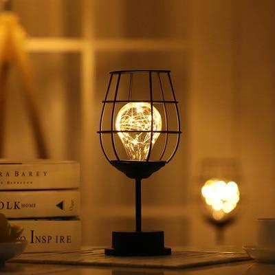 Creative Vintage Iron Wine Bottle Lamp