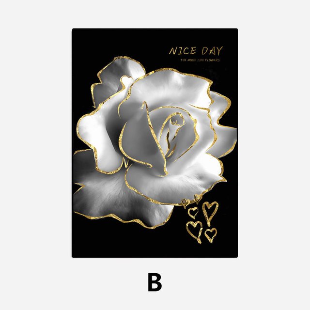 Black Background White Flower Poster