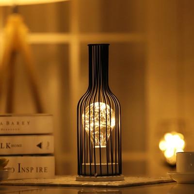 Creative Vintage Iron Wine Bottle Lamp