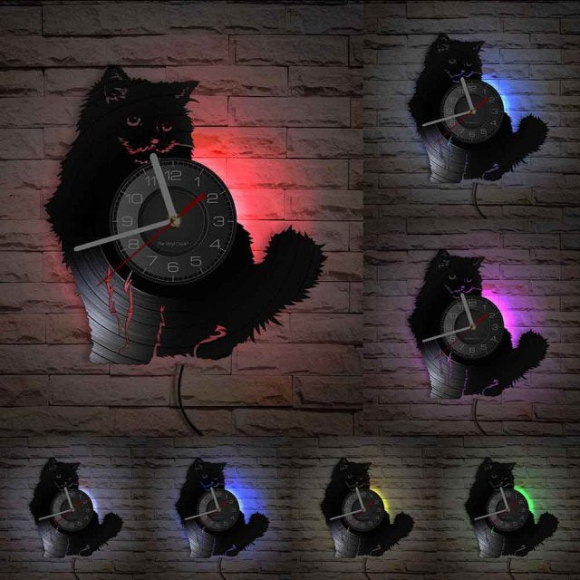 Vinyl Record Cat Wall Clock