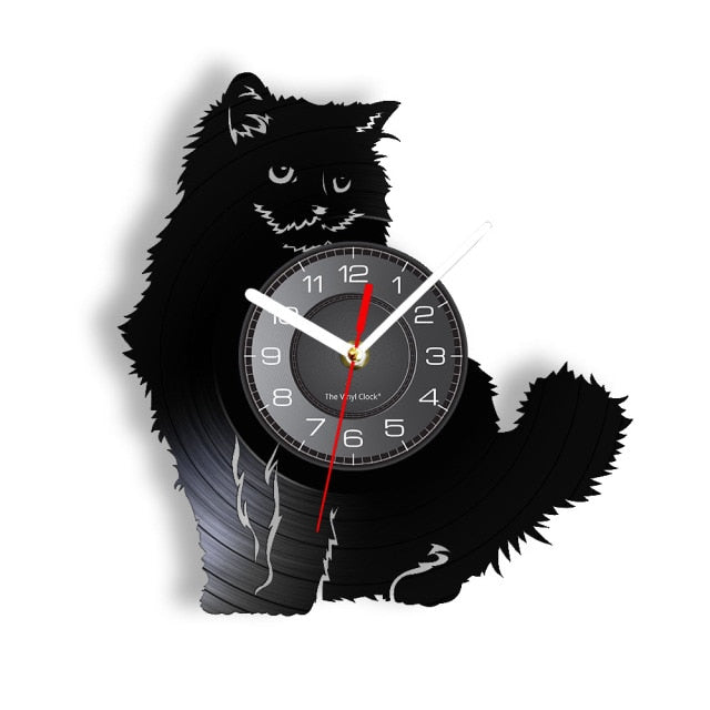 Vinyl Record Cat Wall Clock