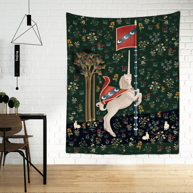 Unicorn In Garden Wall Tapestry