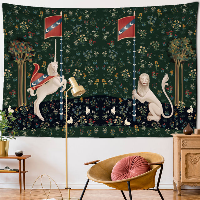 Unicorn In Garden Wall Tapestry