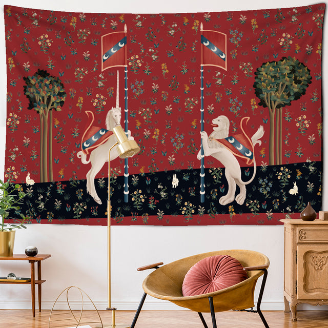 Unicorn In Garden Wall Tapestry