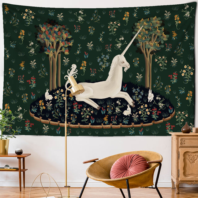 Unicorn In Garden Wall Tapestry