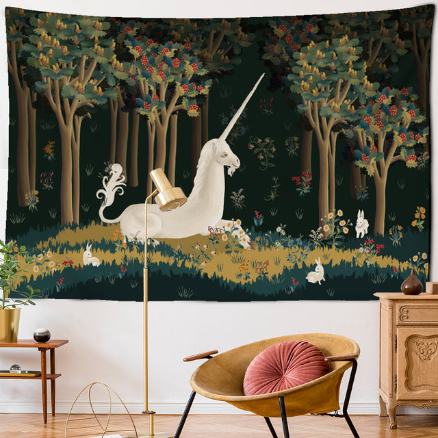 Unicorn In Garden Wall Tapestry