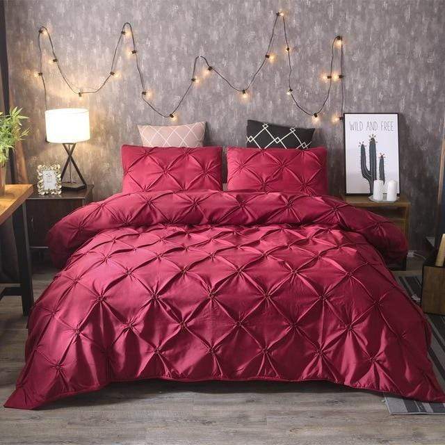 Pinch Pleat Duvet Cover Set - Nordic Side - bed, bedding, bis-hidden, duvet