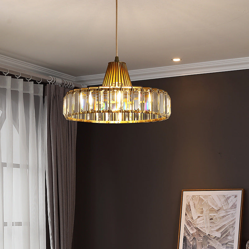 Vintage Brass Crystal Pendant Light