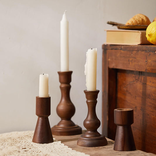 Vintage Wooden Candle Holder Decor