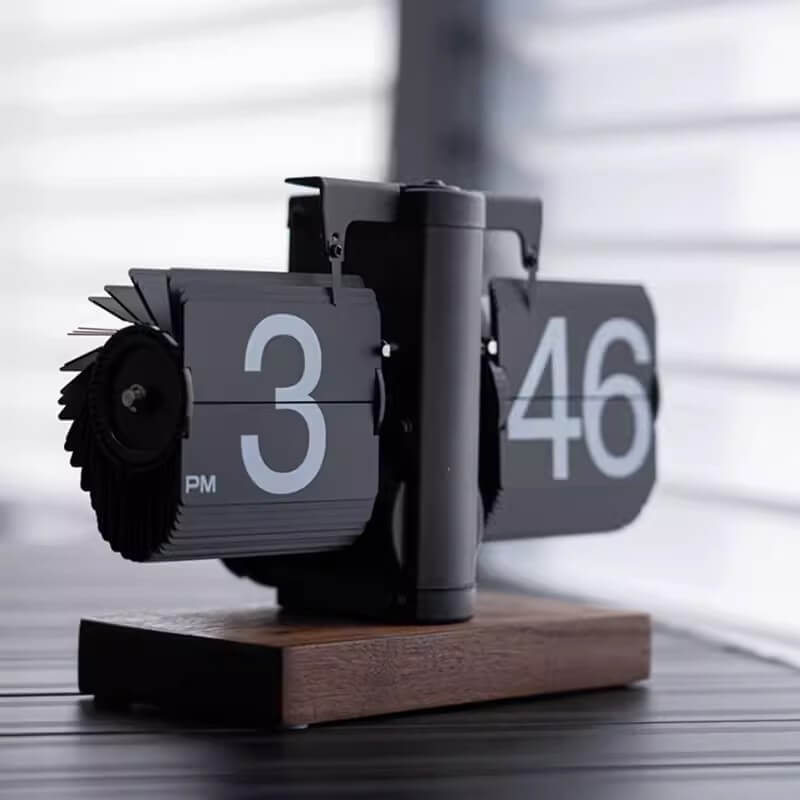 Walnut Page Turning Clock Decor