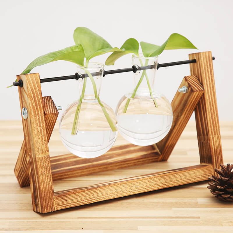 Wooden Frame Hydroponic Planter Vase