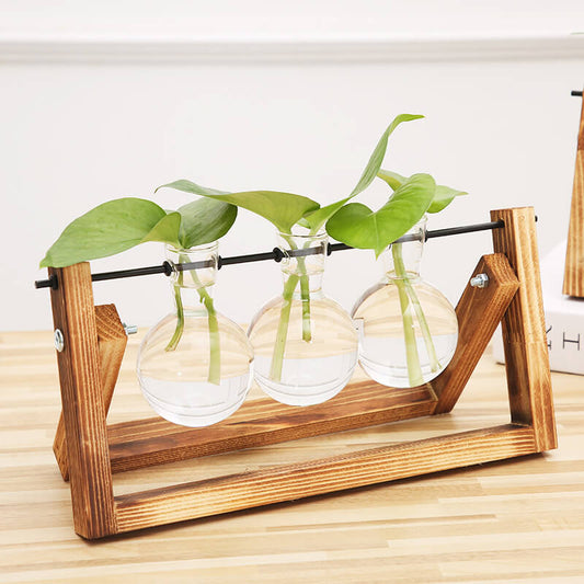 Wooden Frame Hydroponic Planter Vase