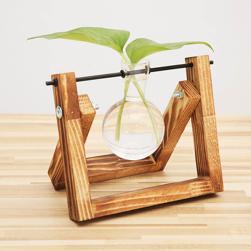 Wooden Frame Hydroponic Planter Vase