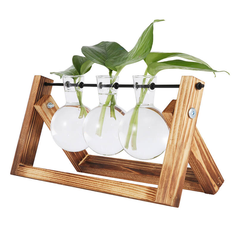 Wooden Frame Hydroponic Planter Vase