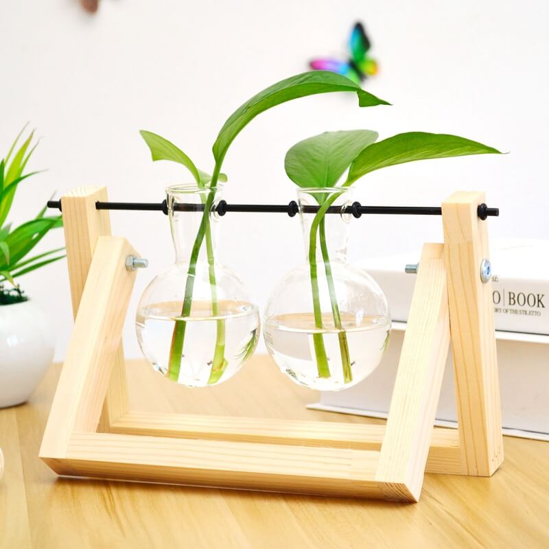 Wooden Frame Hydroponic Planter Vase