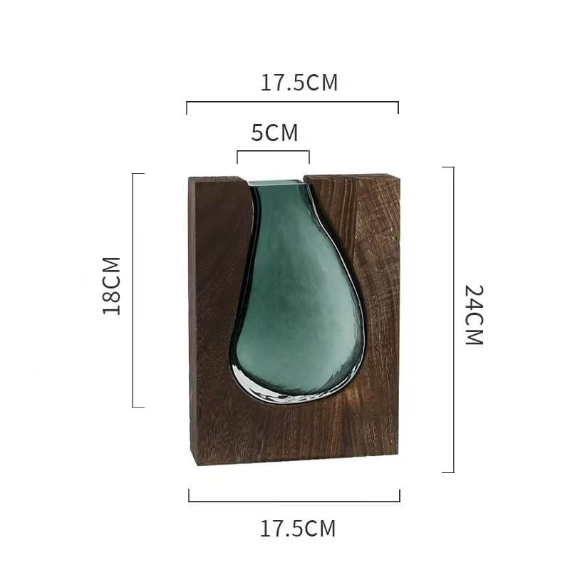 Wooden Holder Glass Vase Decor