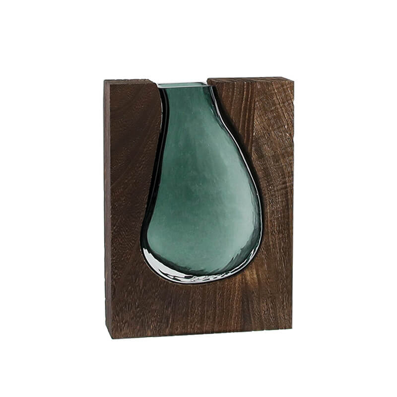 Wooden Holder Glass Vase Decor